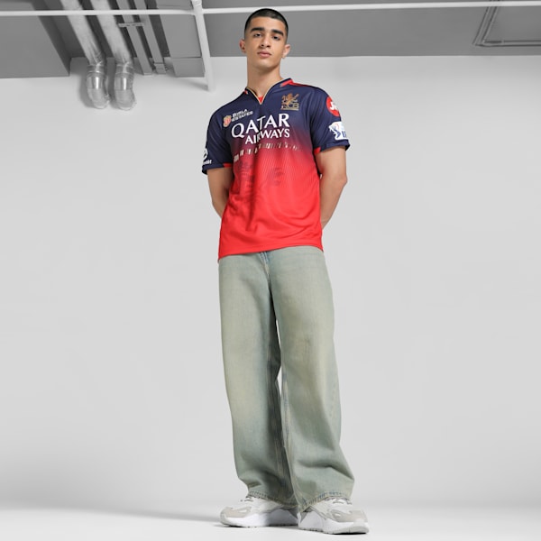 PUMA x RCB 2025 Men's Official Match Jersey, PUMA Navy-Flame Scarlet, extralarge-IND