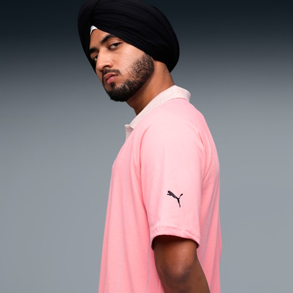 PUMA x RCB Men's Striper Polo T-shirt, Pinkscape, extralarge-IND