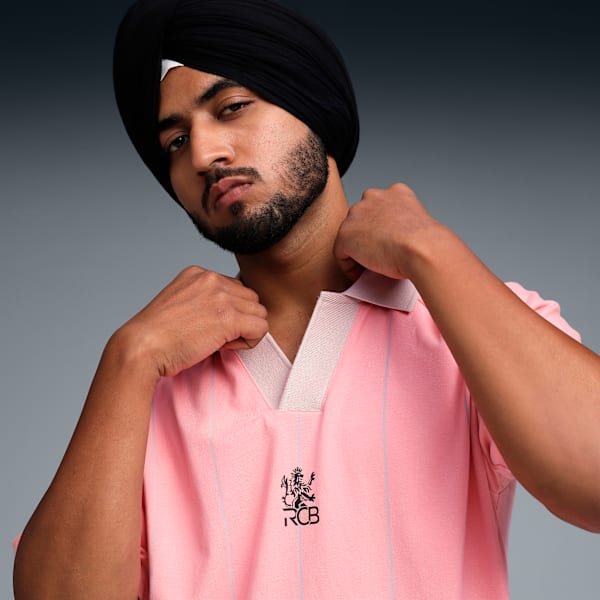 PUMA x RCB Men's Striper Polo T-shirt, Pinkscape, extralarge-IND