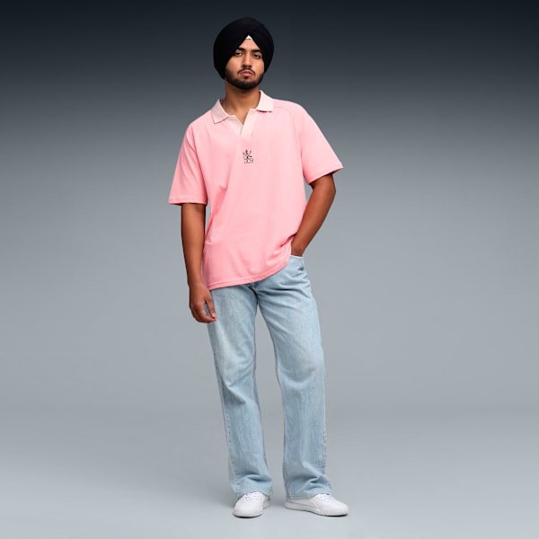 PUMA x RCB Men's Striper Polo T-shirt, Pinkscape, extralarge-IND