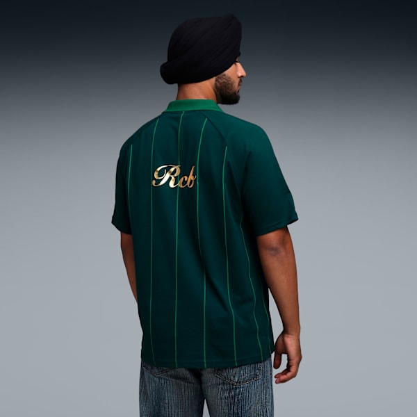 PUMA x RCB Men's Striper Polo T-shirt, Wild Green, extralarge-IND