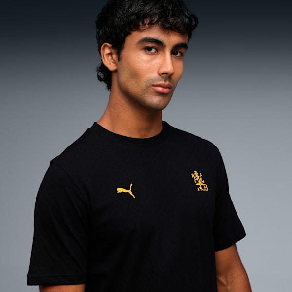 Puma X RCB Men's Team Logo Classic Tee, PUMA Black, extralarge-IND
