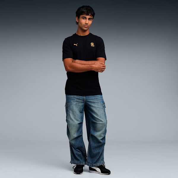 Puma X RCB Men's Team Logo Classic Tee, PUMA Black, extralarge-IND