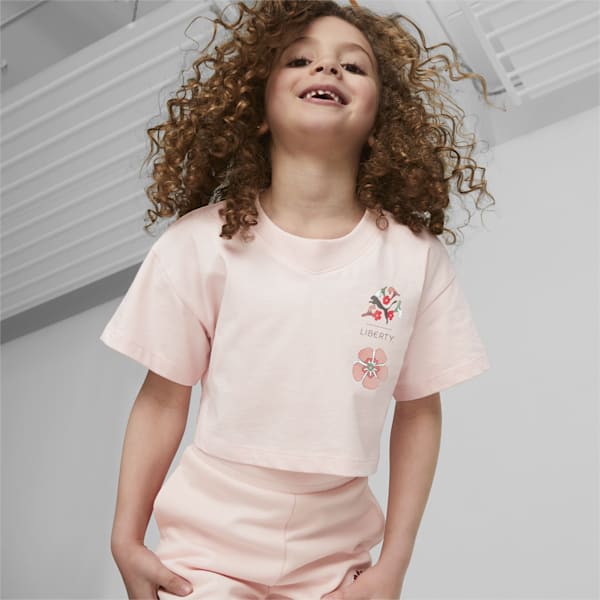 キッズ ガールズ PUMA x LIBERTY 半袖 Tシャツ 110-128cm, Rose Dust, extralarge-IND