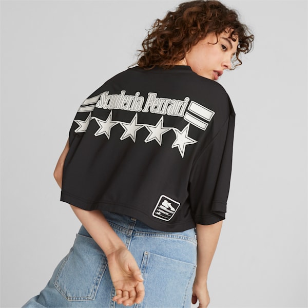 Camiseta PUMA x SCUDERIA FERRARI x JUNE AMBROSE ASMTRC para mujer, PUMA Black, extralarge