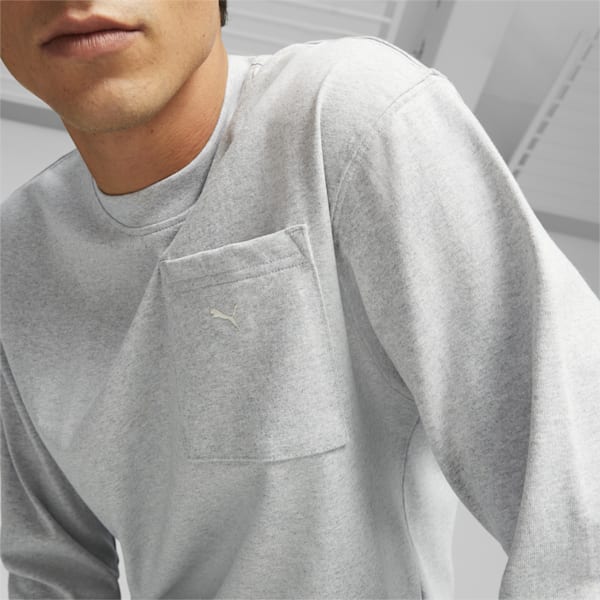 ユニセックス MMQ サービス ライン ポケット 長袖 Tシャツ, Light Gray Heather, extralarge-JPN