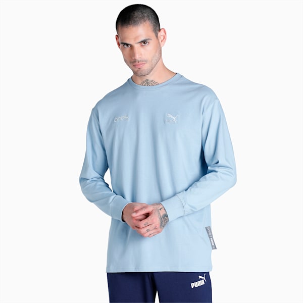PUMA x one8 Classics Relaxed-Fit Long Sleeve Men's Relaxed Fit T-Shirt, Blue Wash, extralarge-IND