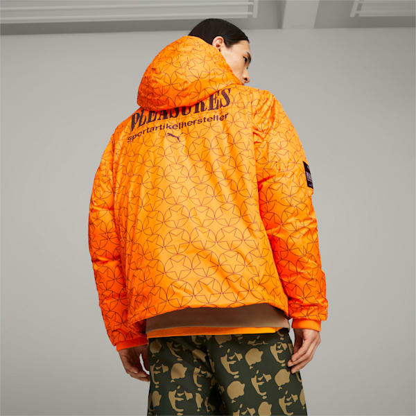 PUMA x PLEASURES Men's Puffer Jacket, Orange Glo, extralarge-AUS