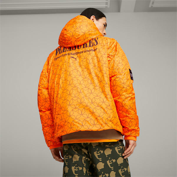PUMA x PLEASURES Men's Puffer Jacket, Orange Glo, extralarge