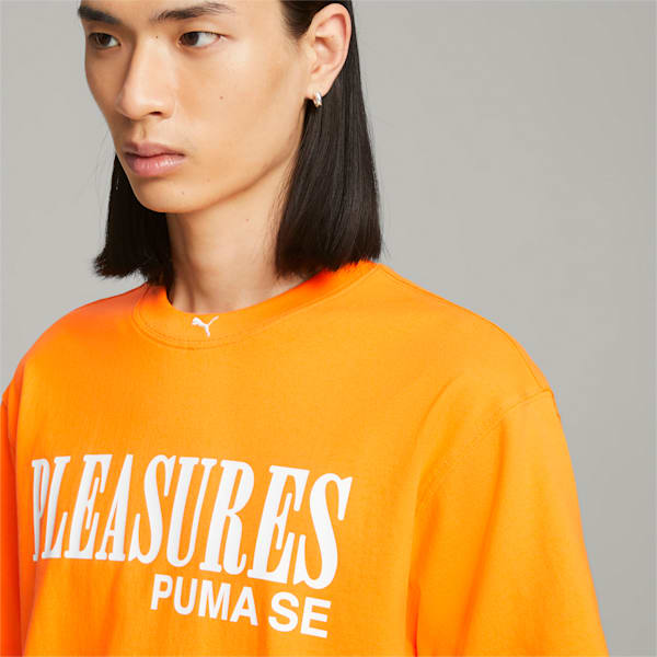 PUMA x PLEASURES Men's T-shirt, Orange Glo, extralarge-IND