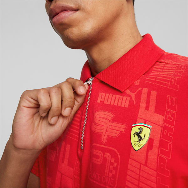 Camiseta tipo polo Scuderia Ferrari Race de automovilismo para hombre, Rosso Corsa-AOP, extralarge