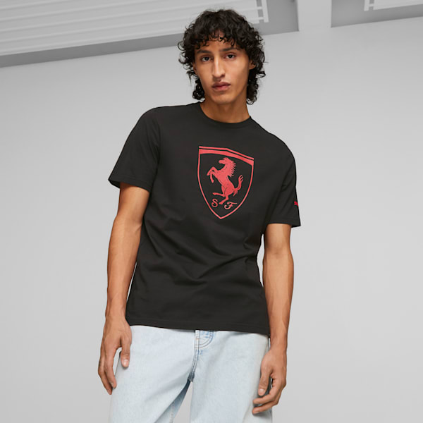 Scuderia Ferrari Race Big Shield Men's Motorsport Tee, PUMA Black, extralarge-GBR