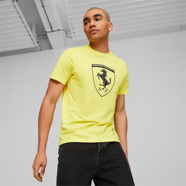 Scuderia Ferrari Race Big Shield Men's T-shirt, Speed Yellow, extralarge-IND