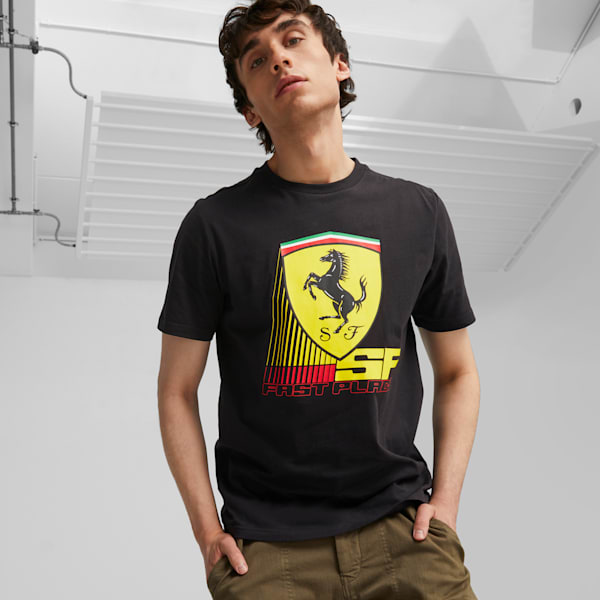 Scuderia Ferrari Race Coloured Big Shield Men's T-shirt, PUMA Black, extralarge-IND