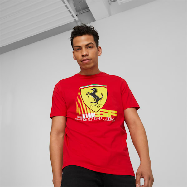 Scuderia Ferrari Race Coloured Big Shield Men's T-shirt, Rosso Corsa, extralarge-IND