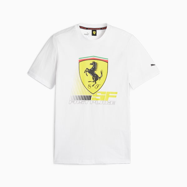 T-shirt de sport automobile Scuderia Ferrari Race coloré et arborant le gros emblème du bouclier Home., PUMA White, extralarge