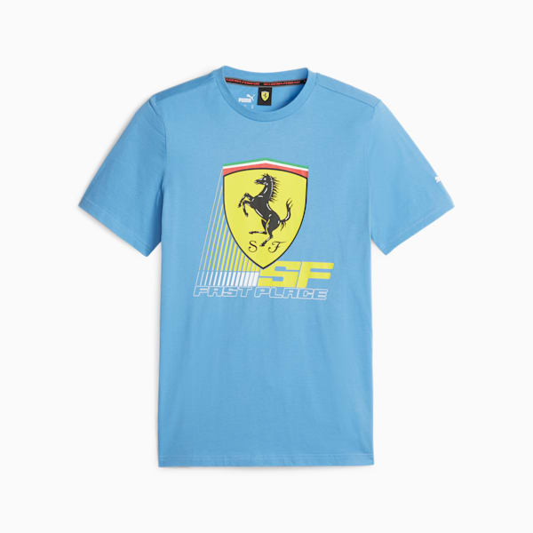 T-shirt de sport automobile Scuderia Ferrari Race coloré et arborant le gros emblème du bouclier Home., Regal Blue, extralarge