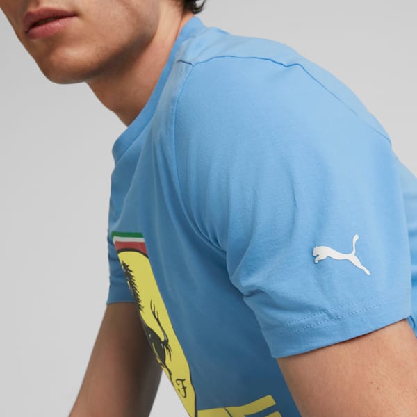 Scuderia Ferrari Race Colored Big Shield Men's Motorsport Tee, Regal Blue, extralarge