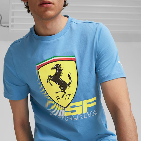 Playera de automovilismo de Scuderia Ferrari Race de colores con escudo grande para hombre, Regal Blue, extralarge