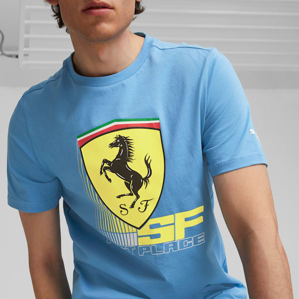 Scuderia Ferrari Race Colored Big Shield Men's Motorsport Tee, Regal Blue, extralarge