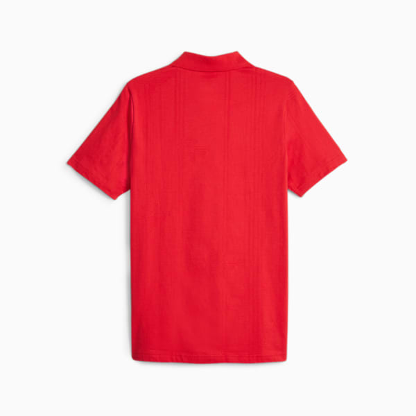 メンズ  フェラーリ スタイル ジャガード 半袖 ポロシャツ, Rosso Corsa, extralarge-IND