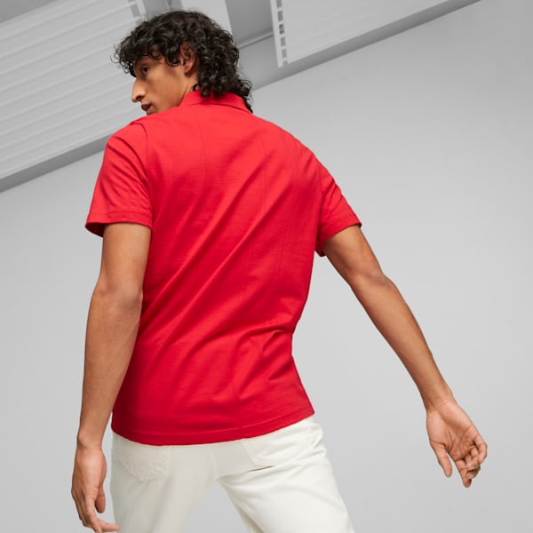 Scuderia Ferrari Style Jacquard Men's Polo, Rosso Corsa, extralarge-IND