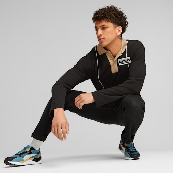 Porsche Legacy Statement Men's Long Sleeve Polo, PUMA Black, extralarge