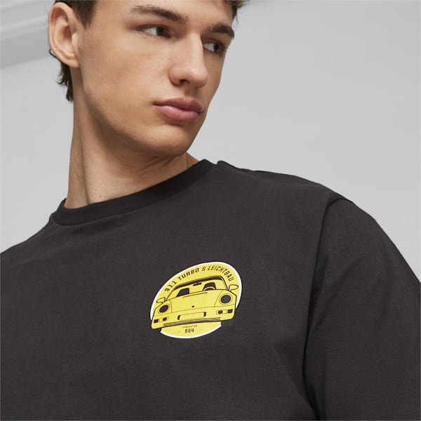 Porsche Legacy Garage Crew Men's Relaxed Fit Motorsport T-shirt, PUMA Black, extralarge-AUS