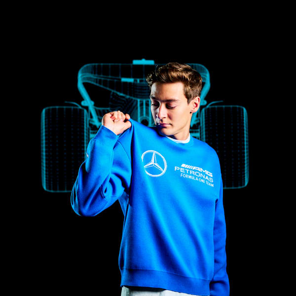 Suéter de automovilismo tejido Mercedes-AMG PETRONAS Statement para hombre, Ultra Blue, extralarge