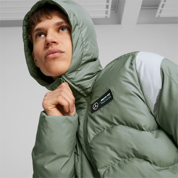 Mercedes-AMG PETRONAS MT7 Ecolite Men's Padded Jacket, Eucalyptus, extralarge-IND