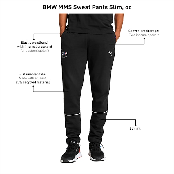 BMW M Motorsport Men's Slim Fit Sweat Pants, PUMA Black, extralarge-IND