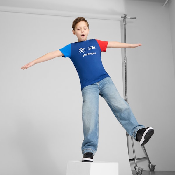 BMW M Motorsport Essentials Big Kids' Logo Tee, Pro Blue-M Color, extralarge