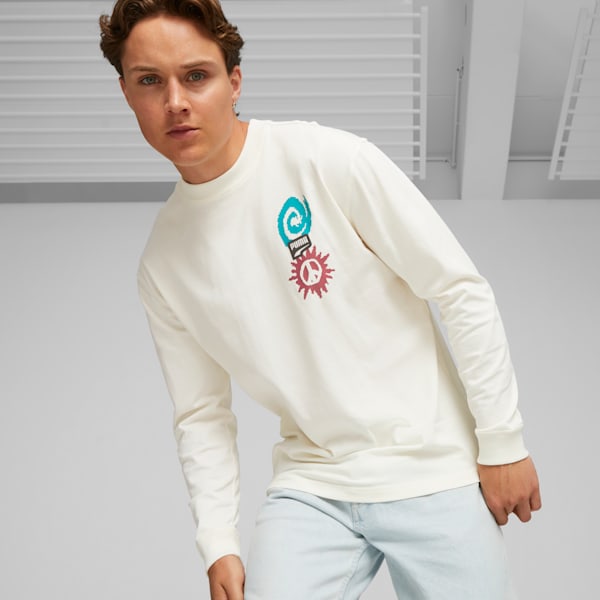 DOWNTOWN Men's Long Sleeve Tee, Warm White, extralarge