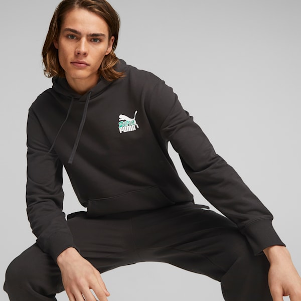 メンズ CLASSICS SUPER PUMA グラフィック フーディー, PUMA Black, extralarge-JPN