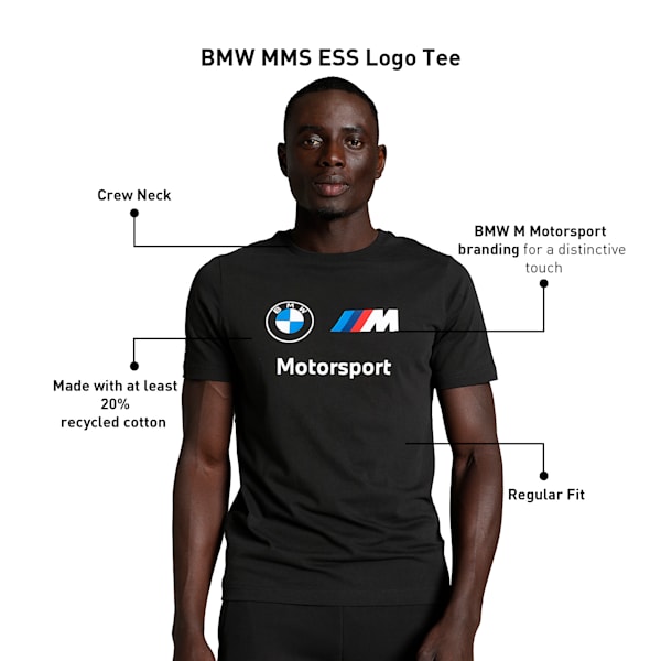 BMW M Motorsport Men's Logo Tee, PUMA Black, extralarge-IND