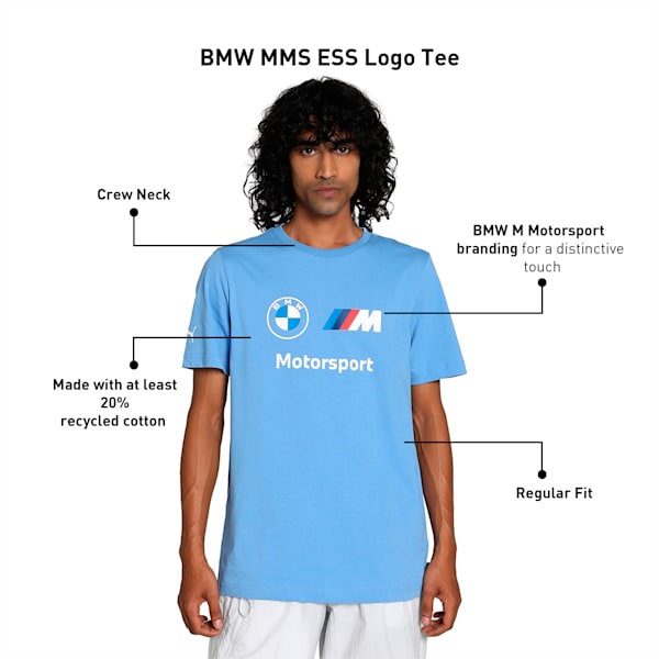 BMW M Motorsport Men's Logo Tee, Blue Skies, extralarge-IND