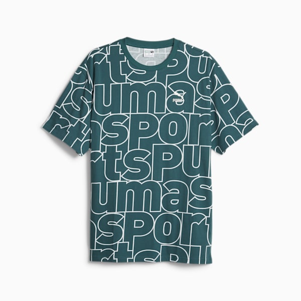 PUMA TEAM Men's Printed Relaxed Fit T-shirt, Malachite-AOP, extralarge-IND