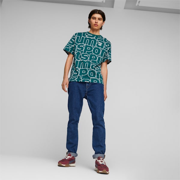 TEAM Men's Printed Relaxed Fit T-shirt, Malachite-AOP, extralarge-IND