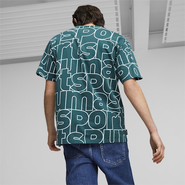 PUMA TEAM Men's Printed Relaxed Fit T-shirt, Malachite-AOP, extralarge-IND