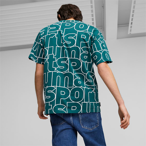 PUMA TEAM Men's Relaxed All-Over-Print T-shirt, Malachite-AOP, extralarge-IND