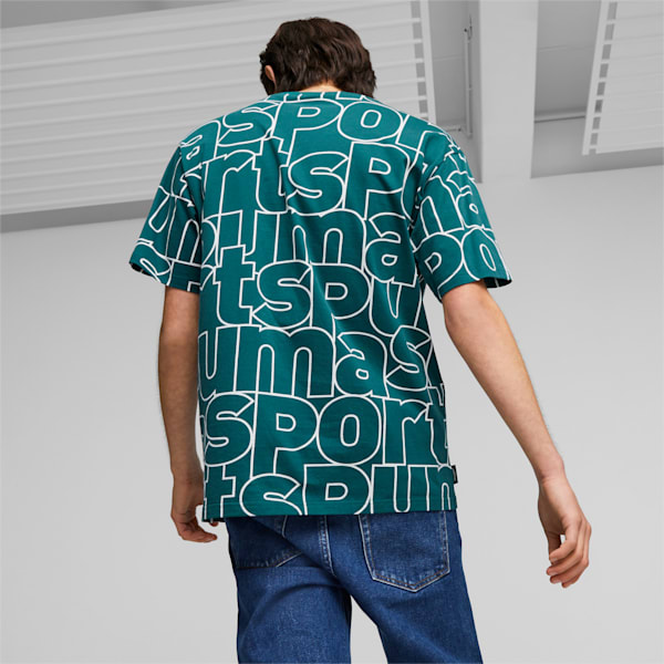 TEAM Men's Printed Relaxed Fit T-shirt, Malachite-AOP, extralarge-IND