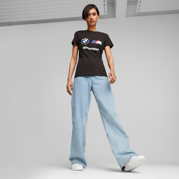 BMW M Motorsport Essentials Women's Logo Tee, PUMA Black, extralarge-IND