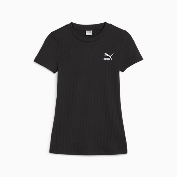 Classics Women's Ribbed Slim T-shirt, PUMA Black, extralarge-IND