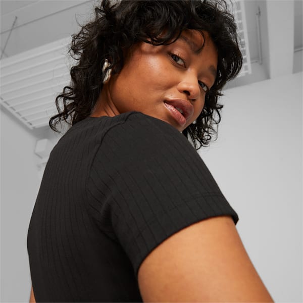 Classics Women's Ribbed Slim T-shirt, PUMA Black, extralarge-IND