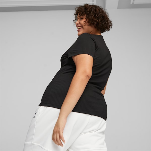 Classics Women's Ribbed Slim T-shirt, PUMA Black, extralarge-IND