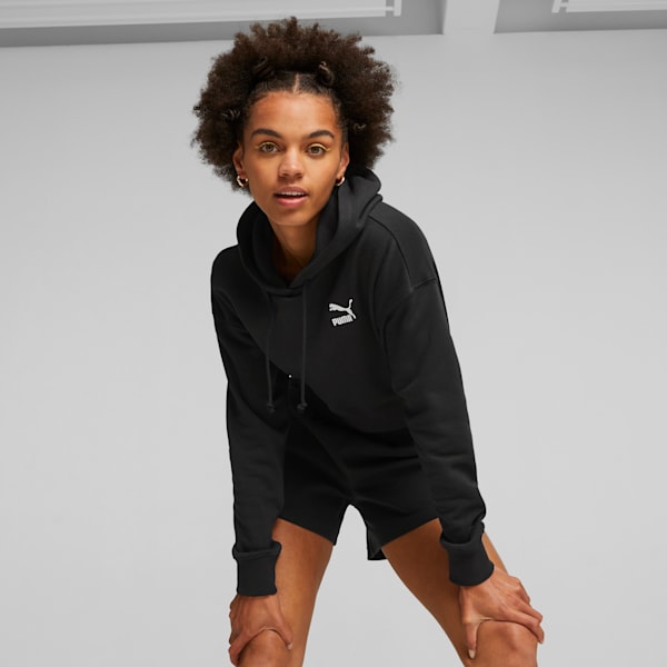 IVE着用 ウィメンズ CLASSICS クロップド フーディー TR, PUMA Black, extralarge-JPN