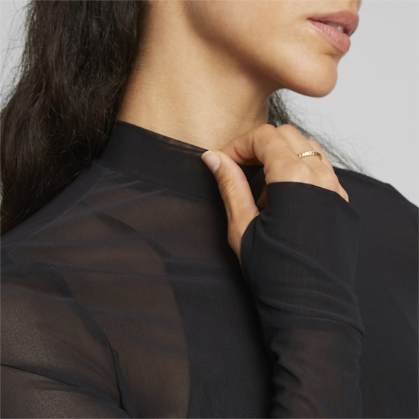 ウィメンズ DARE TO モックネック 長袖 Tシャツ, PUMA Black, extralarge-JPN