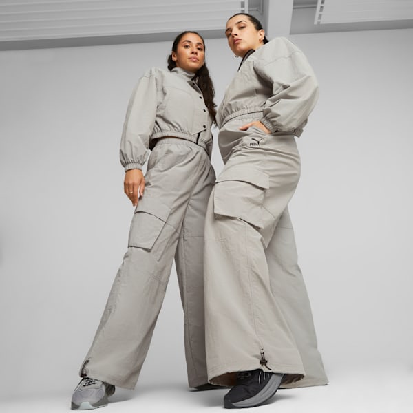 DARE TO Women's Wide Leg Pants, Concrete Gray, extralarge