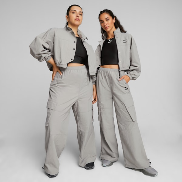 DARE TO Cropped Woven Jacket, Concrete Gray, extralarge-GBR