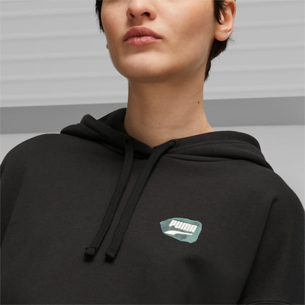 DOWNTOWN Women's Oversized Graphic Hoodie, PUMA Black, extralarge